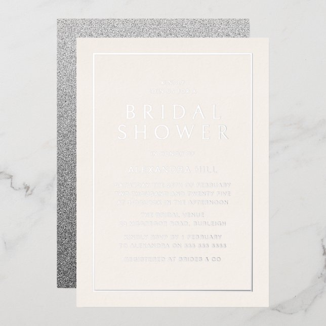 Minimal Modern Bridal Shower Silver (Front/Back)