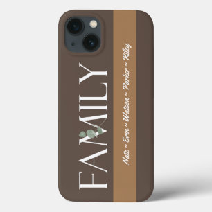 Minimal Modern Brown Striped Family Names iPhone 13 Case