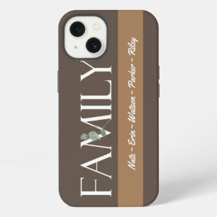 Minimal Modern Brown Striped Family Names iPhone 13 Case