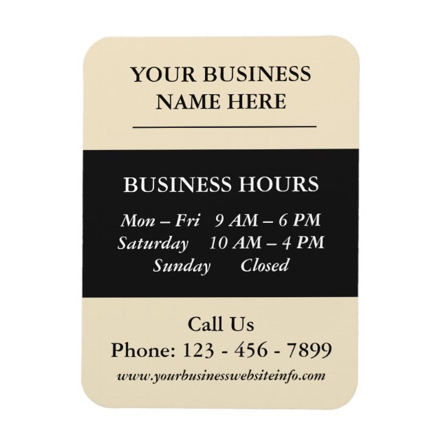 Minimal Modern Business Hours Magnet (Vertical)