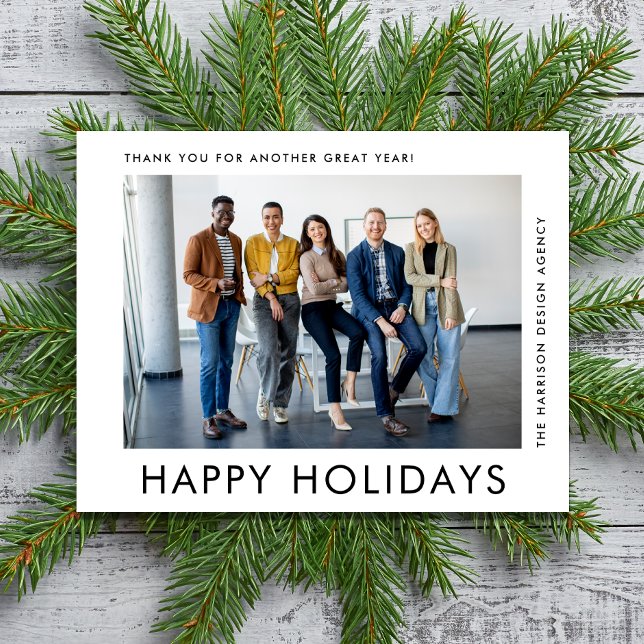 Minimal Modern Business Photo Corporate Christmas Holiday Card (Creator Uploaded)