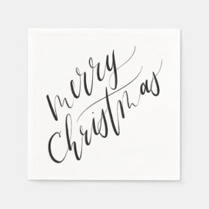 Minimal, Modern Calligraphy, Merry Christmas Napkin