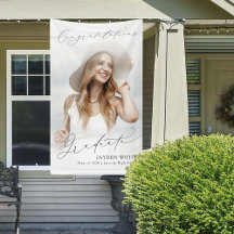 Minimal Modern Chic Script Photo Graduation Party