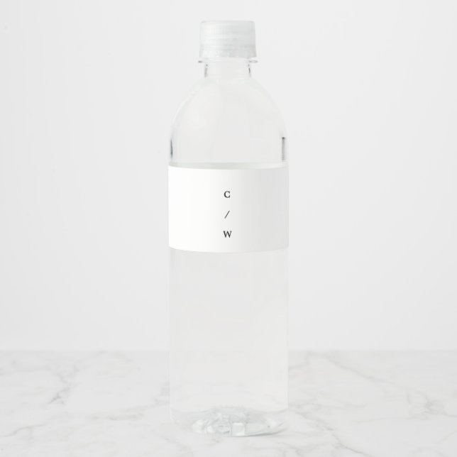 Minimal Modern Chic Typography Photo Wedding Water Bottle Label (Front)