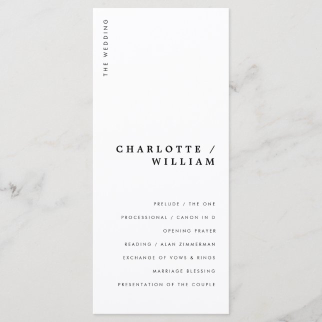 Minimal Modern Chic Typography Wedding Program (Front)