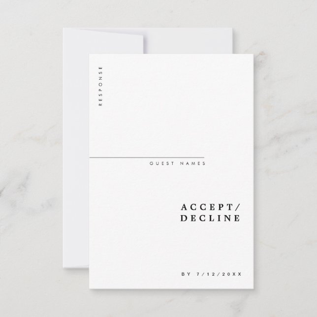 Minimal Modern Chic Typography Wedding RSVP Card (Front)