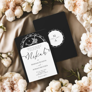 Minimal Modern Chick Black and White Islamic Nikah Invitation