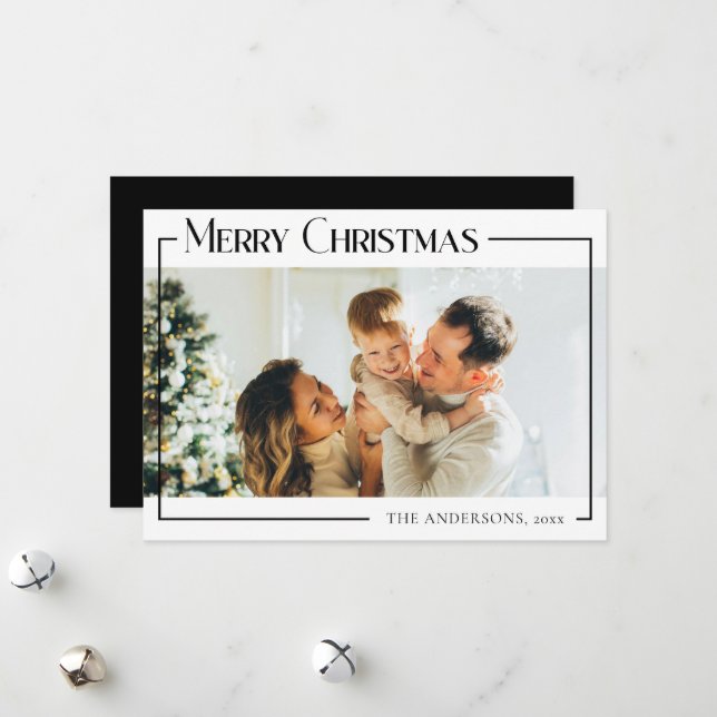 Minimal Modern Christmas Family Holiday Photo Card (Front/Back In Situ)