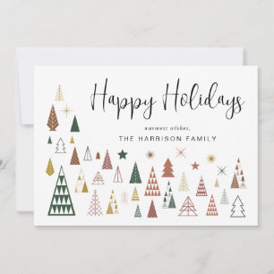 Minimal Modern Christmas Trees Photo Holiday Card