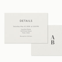 Minimal Modern Civil Wedding Details Card
