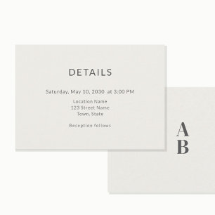 Minimal Modern Civil Wedding Details Card