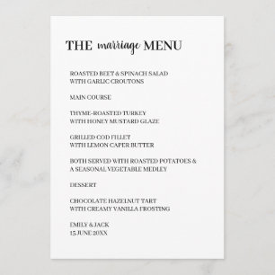 Minimal Modern Clean Wedding Design Menu