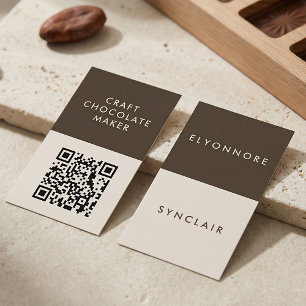 Minimal Modern Craft Chocolate Maker Qr Code Business Card