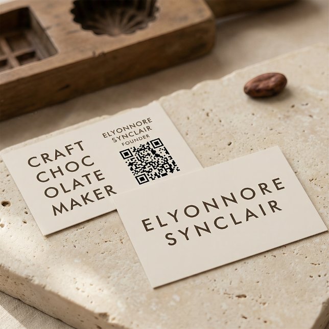 Minimal Modern Craft Chocolate Maker Qr Code Business Card (Creator Uploaded)