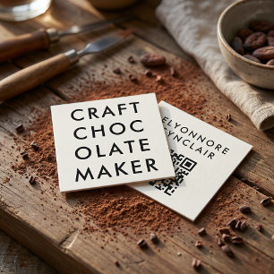 Minimal Modern Craft Chocolate Maker Qr Code Square Business Card