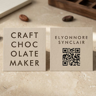 Minimal Modern Craft Chocolate Maker Qr Code Square Business Card