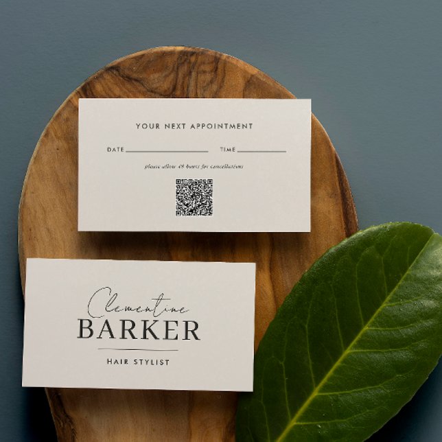 Minimal Modern cream scrip matching Appointment Business Card (Creator Uploaded)