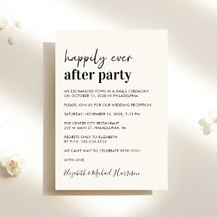 Minimal Modern Cream Wedding Reception Invitation