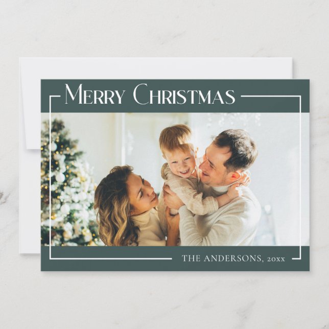 Minimal Modern Custom Family Photo Christmas Holiday Card (Front)