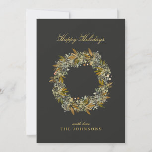 Minimal Modern Dark Moody Chocolate Gold Christmas Holiday Card
