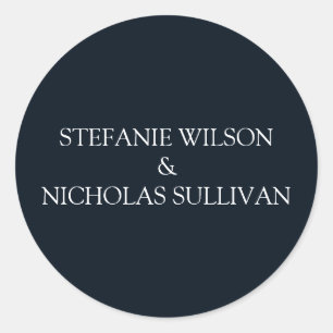 Minimal Modern Delicate Floral Monogram Wedding Classic Round Sticker