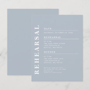 Minimal Modern Dusty Blue Rehearsal Dinner Elegant Invitation