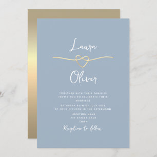 Minimal Modern Dusty Blue Wedding Invitation