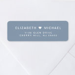 Minimal Modern Dusty Blue Wedding Return Address<br><div class="desc">Chic and minimal dusty blue return address labels for your wedding invitations,  save the dates,  engagement announcements,  couples shower invitations,  thank you cards and other correspondence. Personalize your monogram with your names joined together by a heart and your return address in simple modern white typography.</div>