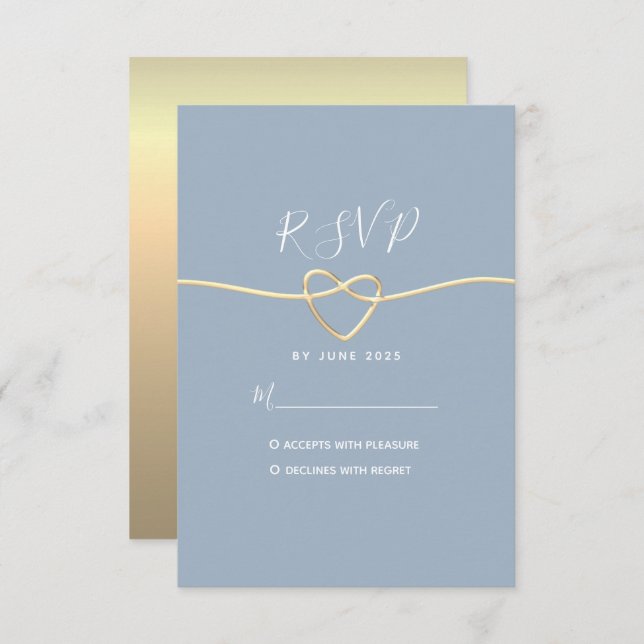 Minimal Modern Dusty Blue Wedding RSVP Card (Front/Back)