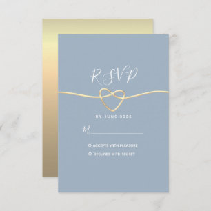 Minimal Modern Dusty Blue Wedding RSVP Card