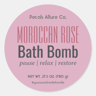 Minimal Modern Dusty Pink Bath Bomb Round Label