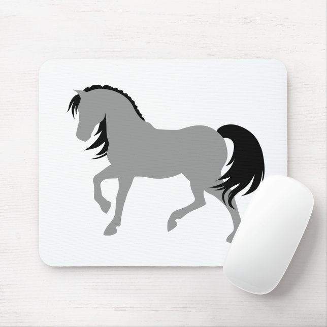 Minimal Modern Elegant Chic Simple Grey Horse Mouse Pad (With Mouse)