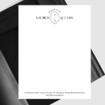 Minimal Modern Elegant Custom Logo Monogram Crest Letterhead<br><div class="desc">Timeless,  classic,  and elegant custom monogram letterhead with a modern minimal aesthetic modern black and white. Simple elegant monogram crest with simple typography arranged in a modern layout. **All colours can be changed to suit your brand style. Design by ModnMuseCo</div>