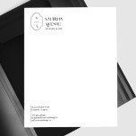 Minimal Modern Elegant Custom Logo Monogram Crest Letterhead<br><div class="desc">Timeless,  classic,  and elegant custom monogram letterhead with a modern minimal aesthetic modern black and white. Simple elegant monogram crest with simple typography arranged in a modern layout. **All colours can be changed to suit your brand style. Design by ModnMuseCo</div>