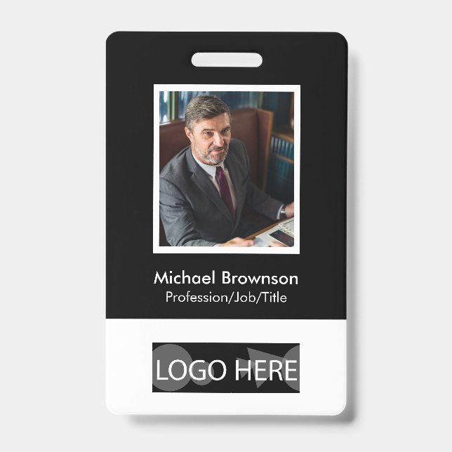 Minimal Modern Employee Qr Barcode Photo Badge (Front)