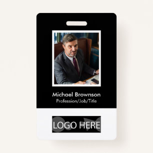 Minimal Modern Employee Qr Barcode Photo Badge