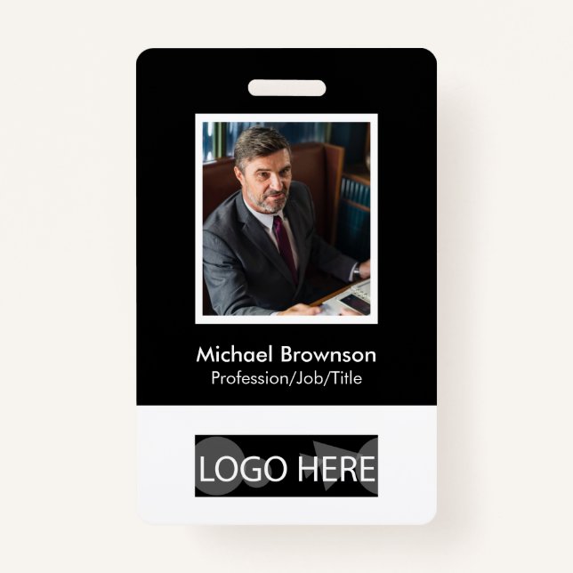 Minimal Modern Employee Qr Barcode Photo Badge (Front)