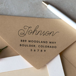 Minimal Modern Family Name Return Address Rubber Stamp