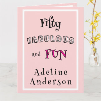 Minimal Modern Fifty Fabulous Fun Pink 50 Birthday Card