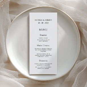 Minimal Modern Formal Black Script Wedding Dinner Menu
