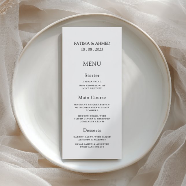 Minimal Modern Formal Black Script Wedding Dinner Menu (Creator Uploaded)