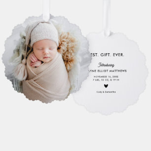 Minimal Modern Full Photo First Christmas Ornament Card