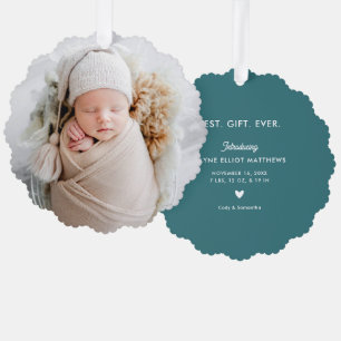 Minimal Modern Full Photo First Christmas Ornament Card