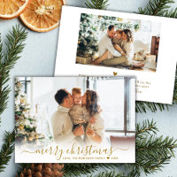 Minimal Modern Gold Script 2 Photo Merry Christmas