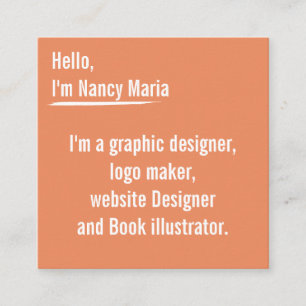 Minimal modern Graphic design Orange Square Business Card