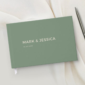 Minimal Modern Green Wedding Guest Book