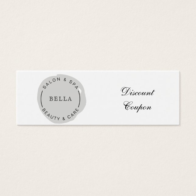 Minimal Modern Grey Salon and Spa Discount Card (Front)
