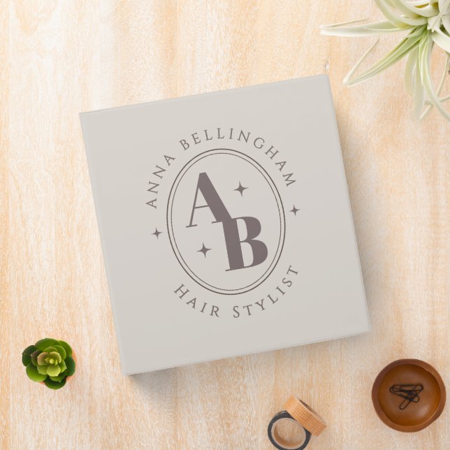 Minimal Modern Hair Stylist monogram Professional Binder (In Situ)