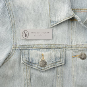 Minimal Modern Hair Stylist Name Badge monogram