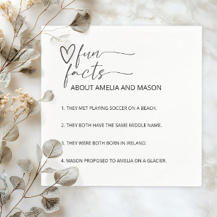 Minimal Modern Hand Drawn Heart Fun Facts Wedding Napkin